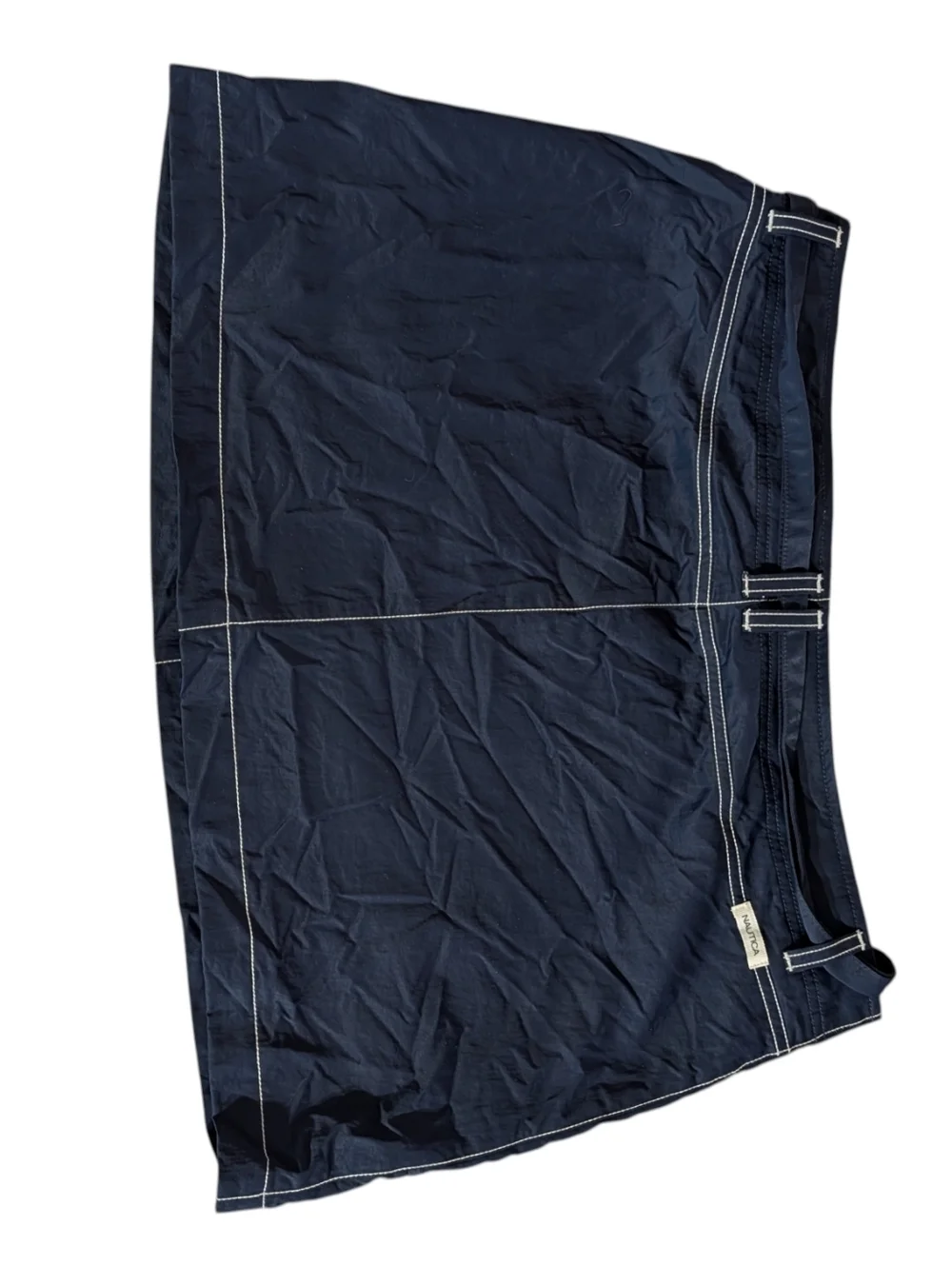 Nautica Beach Navy Nylon Skirt XL Coastal Utility Sporty Zip Pocket Y2K Gorpcore